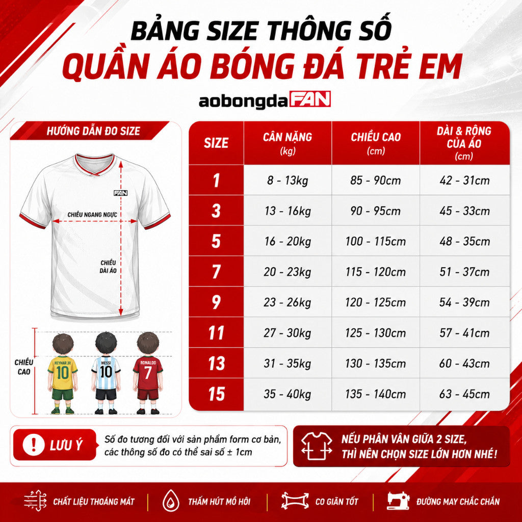 Set Bóng Đá Trẻ Em Tây Ban Nha Kem - Có In Tên Số
