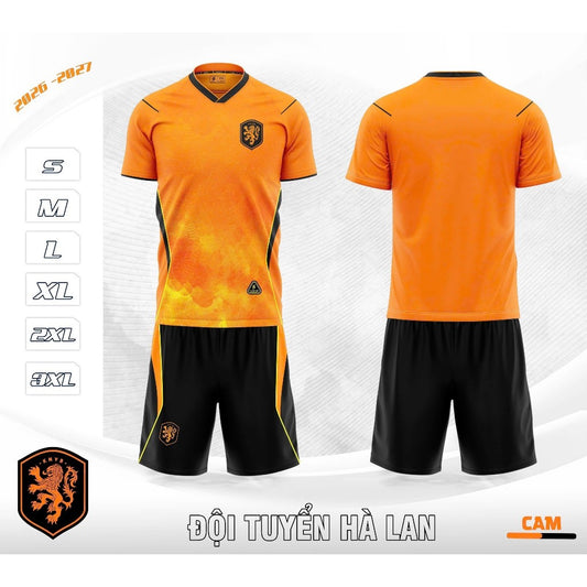 Bộ Bóng Đá Đội Tuyển Hà Lan Cam - Thun Lạnh Có In Tên Số