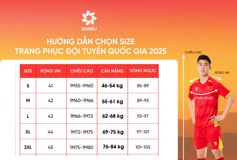 Áo Bóng Đá Đội Tuyển Việt Nam 2025 JGBL - Chính Hãng Jogarbola (Bản FAN)