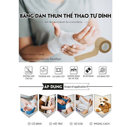 Băng Thun Bóng Đá - Băng Keo Thể Thao Tự Dính (cao su non) - rộng 5cm*4.5m