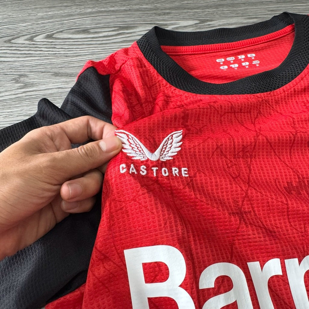 Bộ Bóng Đá Bayer 04 Leverkusen Đỏ Sân Nhà - Vải Mè Thái