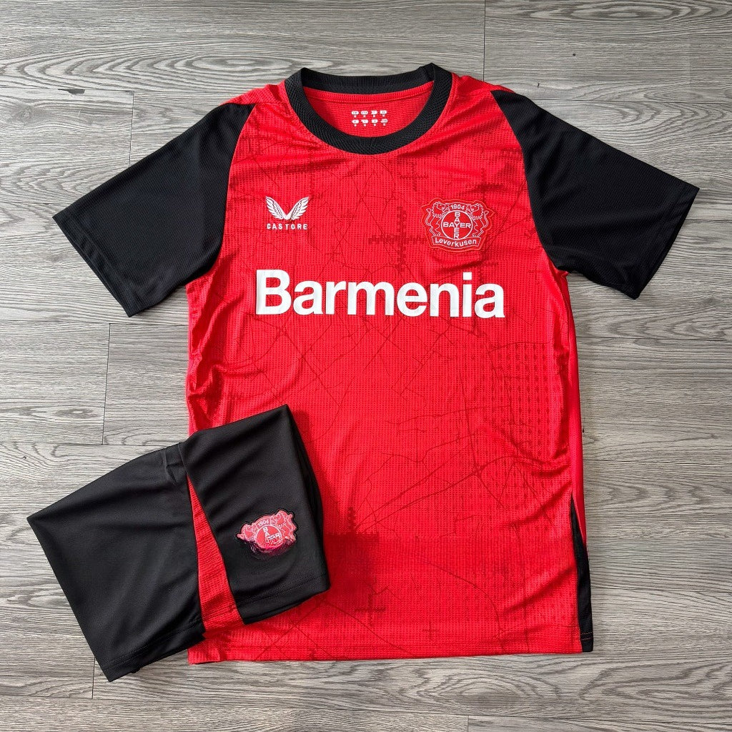 Bộ Bóng Đá Bayer 04 Leverkusen Đỏ Sân Nhà - Vải Mè Thái