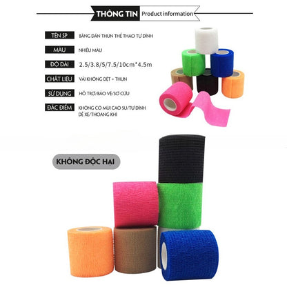 Băng Thun Bóng Đá - Băng Keo Thể Thao Tự Dính (cao su non) - rộng 5cm*4.5m