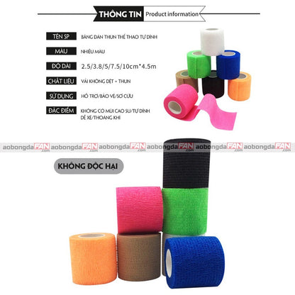 Băng Thun Bóng Đá - Băng Keo Thể Thao Tự Dính (cao su non) - rộng 5cm*4.5m