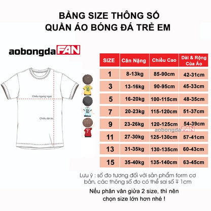 Set Quần Áo Bóng Đá - Bộ Đội Tuyển Quốc Gia Trẻ Em 2025 - Từ 8-40kg