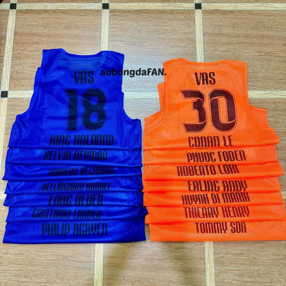 Áo Bib Bóng Đá - Tập Luyện Bóng Đá - Tập Luyện Thể Thao - Đội Nhóm - Team Building( Có in tên số )