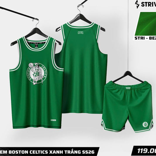 Bộ Quần Áo Bóng rổ trẻ em Strivend Celtics- Thoáng Mát