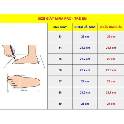 Giày Bóng Đá Trẻ Em Mira Pro (Tặng túi rút + tất ) - Size 33 Đến 44