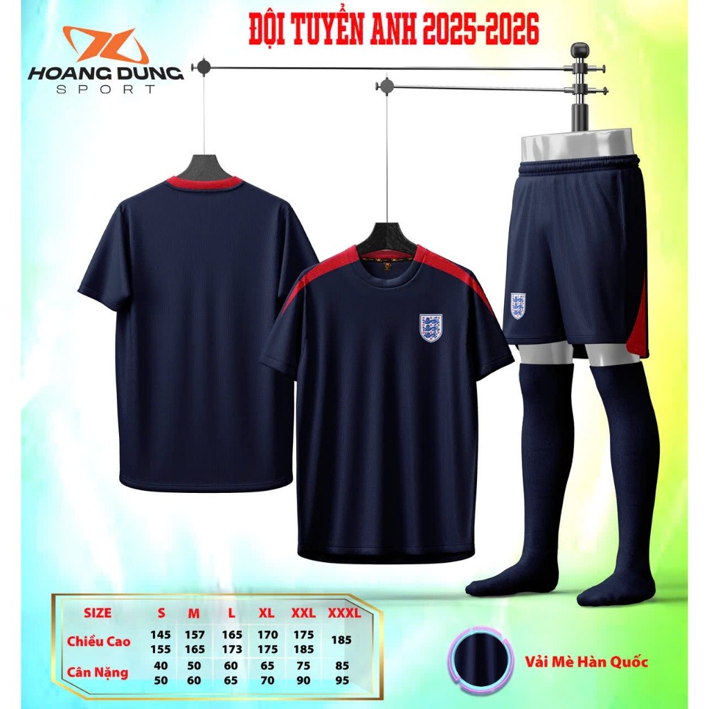 Áo Bóng Đá Đội Tuyển Anh Trắng 2024 - Thun Cao Cấp