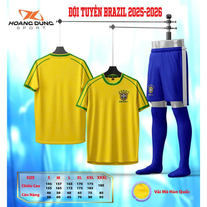 Bộ Bóng Đá Đội Tuyển Brazil 2025- Thun Cao Cấp