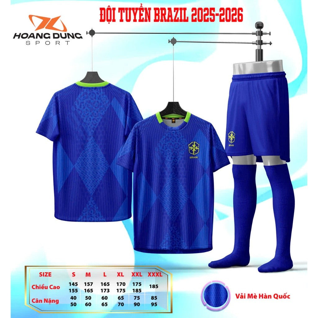Bộ Bóng Đá Đội Tuyển Brazil 2025- Thun Cao Cấp