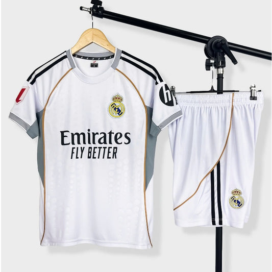 Bộ Quần Áo Bóng Đá Real Madrid Trắng 24/25 - Vải Thun Thoáng Mát