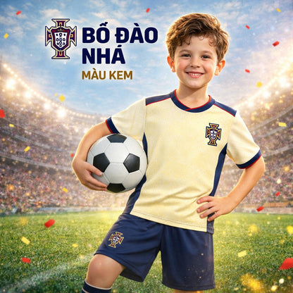 Bộ Quần Áo Bóng Đá Trẻ Em Bồ Đào Nha Trắng 2024 - Có in tên số theo yêu cầu