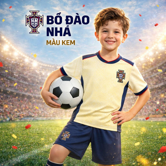 Bộ Quần Áo Bóng Đá Trẻ Em Bồ Đào Nha Trắng 2024 - Có in tên số theo yêu cầu