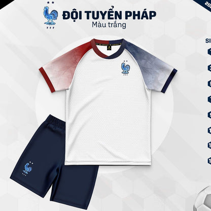 Set Bóng Đá Tuyển Pháp Vải Thun Thoáng Mát - Có In Tên Số