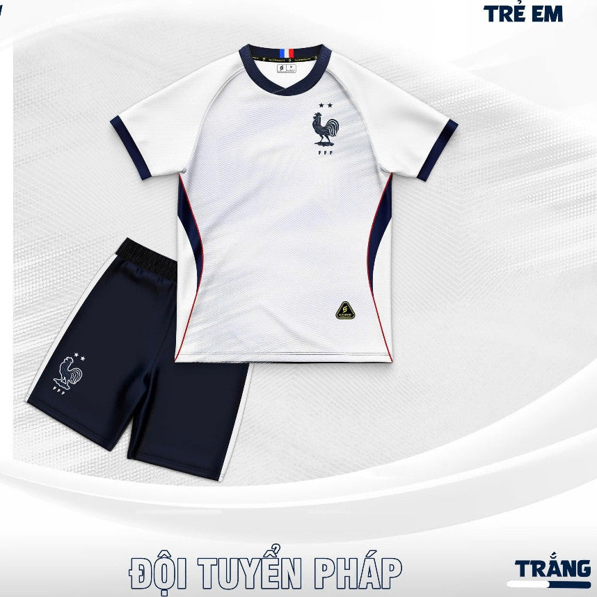 Set Bóng Đá Tuyển Pháp Vải Thun Thoáng Mát - Có In Tên Số