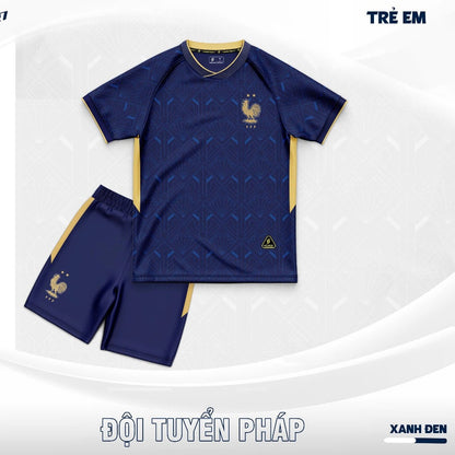 Set Bóng Đá Tuyển Pháp Vải Thun Thoáng Mát - Có In Tên Số