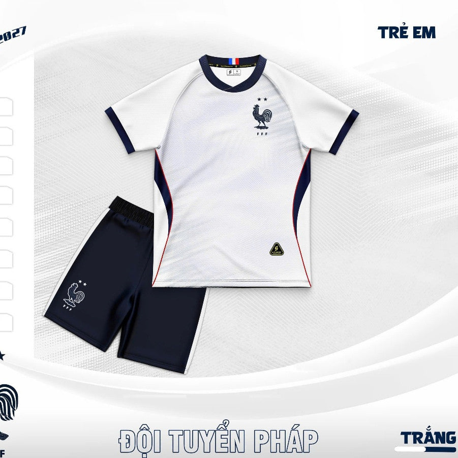 Set Bóng Đá Tuyển Pháp Vải Thun Thoáng Mát - Có In Tên Số