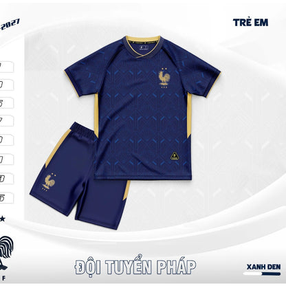 Set Bóng Đá Tuyển Pháp Vải Thun Thoáng Mát - Có In Tên Số