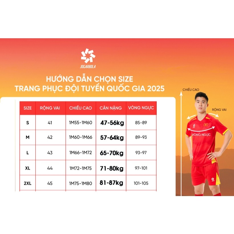 Áo Bóng Đá Đội Tuyển Việt Nam 2025 JGBL - Chính Hãng Jogarbola (Bản FAN)