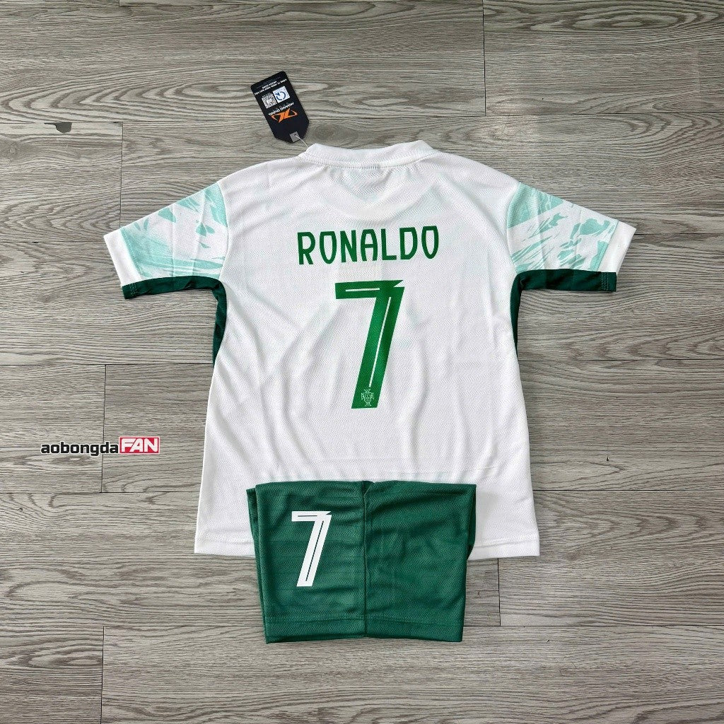 Bộ Quần Áo Bóng Đá Trẻ Em Bồ Đào Nha Đỏ 2025 Ronaldo - Có in tên số theo yêu cầu