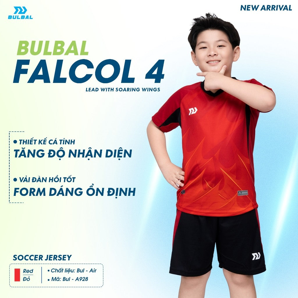 Bộ Bóng Đá Trẻ Em Thun Thể Thao Thoáng Mát - Có in tên số - Bulbal Falcol 4
