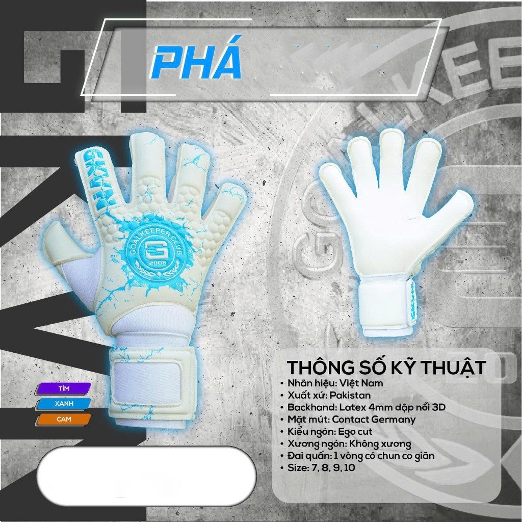 Găng Tay Thủ Môn GKVN PHÁ -Nhập Khẩu Pakistan - Full màu